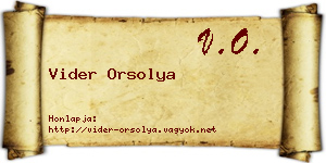 Vider Orsolya névjegykártya
